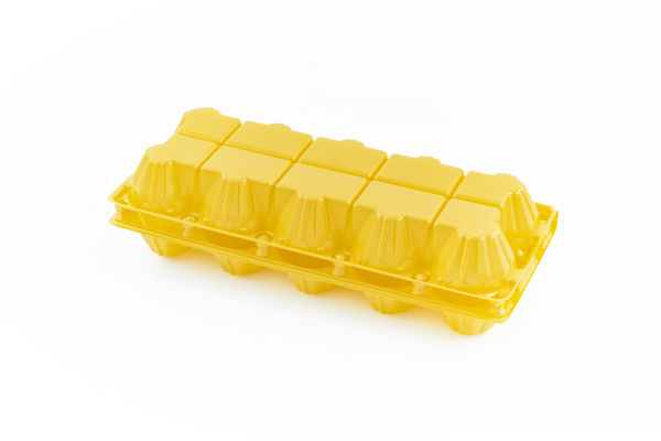 Контейнер желтый с плоской крышкой для яиц РП-10/1 300шт./кор