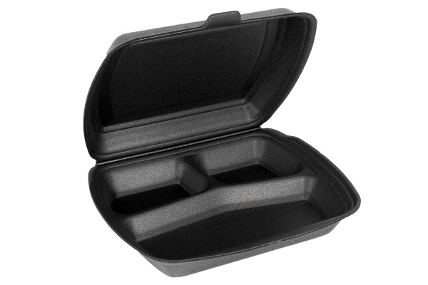 Ланч-бокс черный ВСП 3-секционный 247х208х63 мм 130/кор