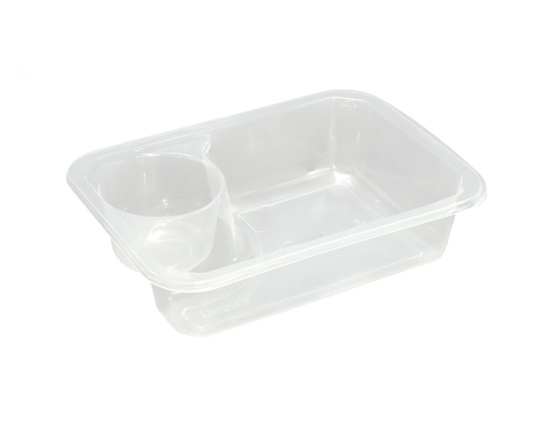 Лоток под запайку прозрачный с соусником 187х137х45 мм 440/кор